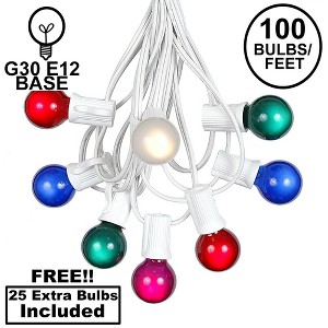 Novelty Lights 100 Feet G30 Globe Outdoor Patio String Lights, White Wire - 1 of 4