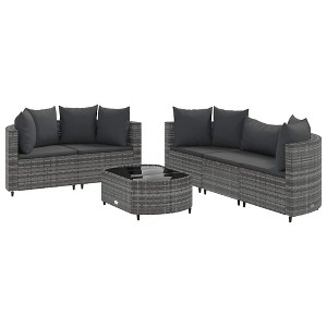 vidaXL Patio Sofa Set with Cushions Lounge Setting Outdoor 9 Piece Poly Rattan - Gray - 1 of 4