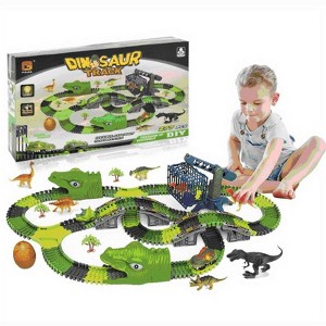 Vatos 277Pcs Dinosaur Racing Toys, Bendable Flexible Racing Car with Sharks and Balls, Dinosaur Themed Train Toys for Aged 3+ - 1 of 4