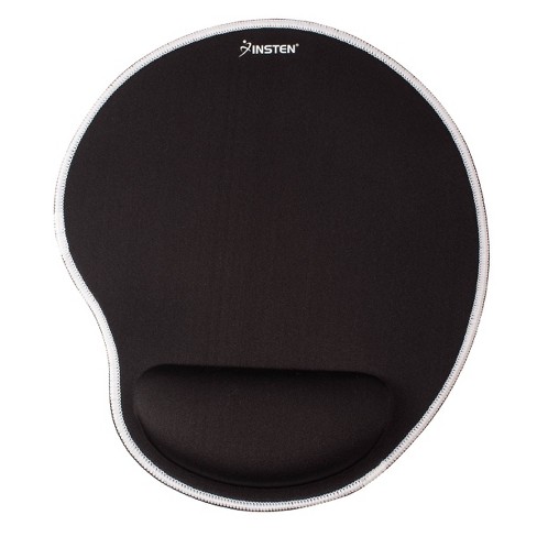 Insten Mouse Pad with Wrist Support Rest, Stitched Edge Mat, Ergonomic Support, Pain Relief Memory Foam, Round, White with Black Edge