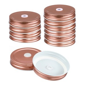 Unique Bargains Regular Leak-Proof Kitchen Storage Mason Jar Lids with Straw Hole 12 Pcs - 1 of 4