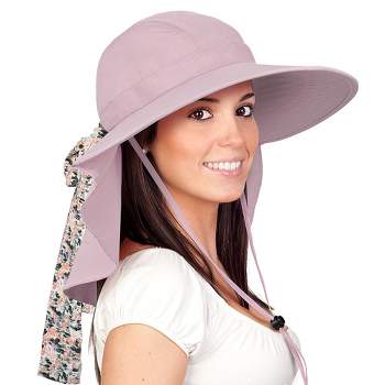 Tirrinia Neck Flap Wide Brim Sun Hat For Adult, Upf 50 Sun Protection  Fishing Safari Hiking, Pink : Target