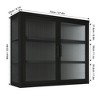 Modern Black Double Glass Door Wall Cabinet with Detachable Shelves-3 Tier Floating Storage for Bathroom,Kitchen,and Office - 2 of 4