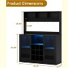 homfan 47inch Wine Bar Cabinet with LED Light, Liquor Cabinet Kitchen Coffee Bar Storage with Wine Rack Power Outlet and Adjustable Shelf, Black - 2 of 4