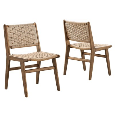 Modway Saoirse Woven Rope Wood Dining Side Chair - Set of 2