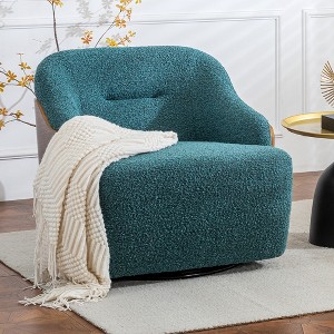 DYHOME 30.3" W Swivel Barrel Chair, Boucle Upholstered Accent Chair, No Assembly Required - 1 of 4