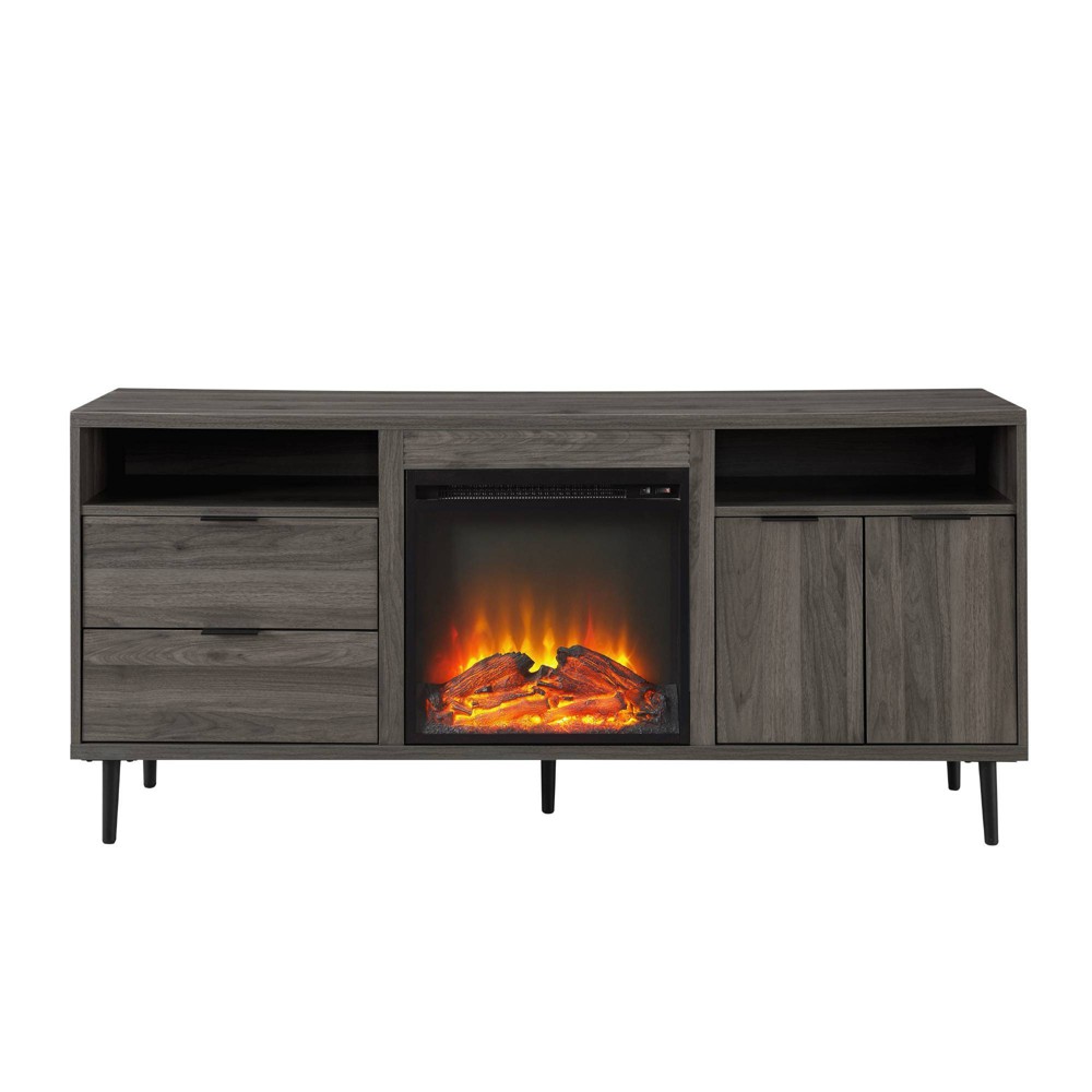 Photos - Mount/Stand Ronan Modern Storage with Electric Fireplace TV Stand for TVs up to 65" Sl