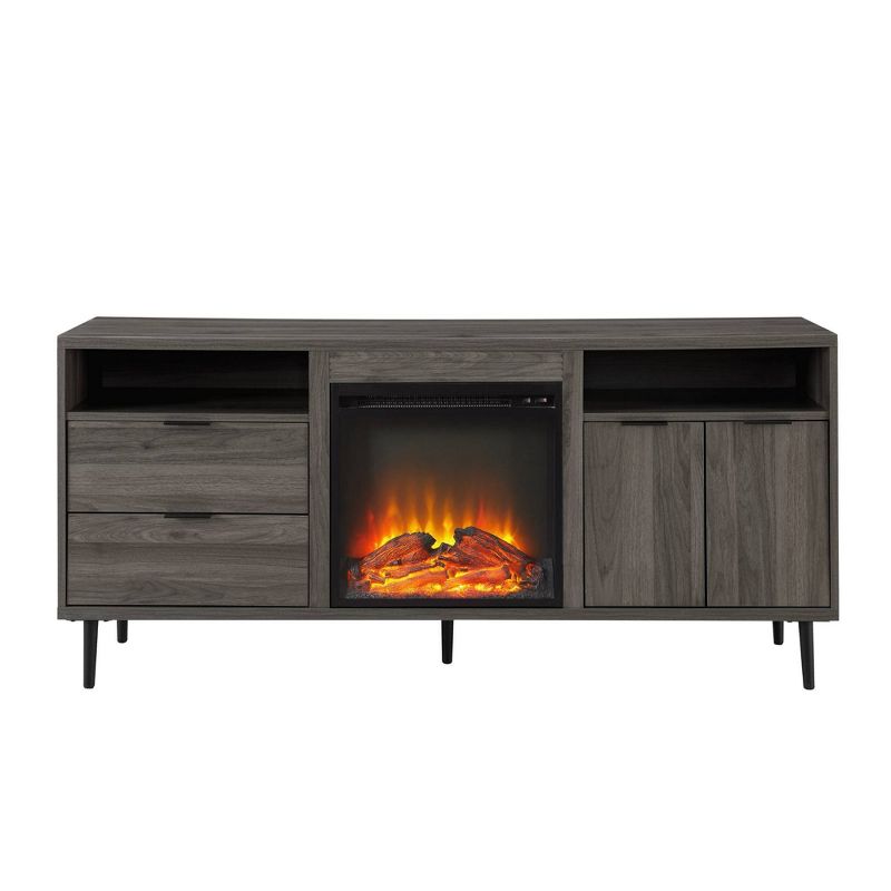 Ronan Modern Storage with Electric Fireplace TV Stand for TVs up to 65" - Saracina Home, 1 of 12