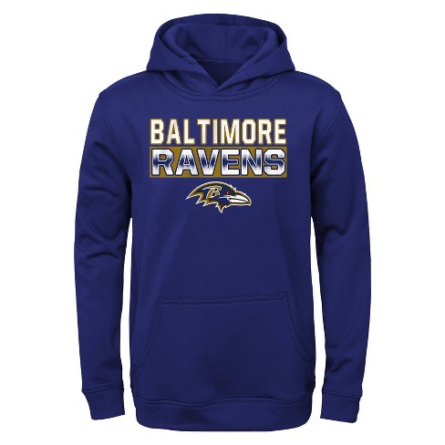 NFL Baltimore Ravens Boys' Long Sleeve Performance Hooded Sweatshirt - XS