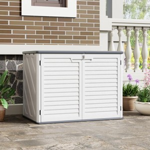 Resin Storage Shed, Outdoor Storage Cabinet Waterproof, Outdoor Storage Box for Patio Tools - 1 of 4