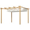 Outsunny Outdoor Retractable Pergola, Heavy Duty Wood Grain Aluminum with Weather Resistant Fabric Sun Shade Canopy, Patio Shelter - 4 of 4