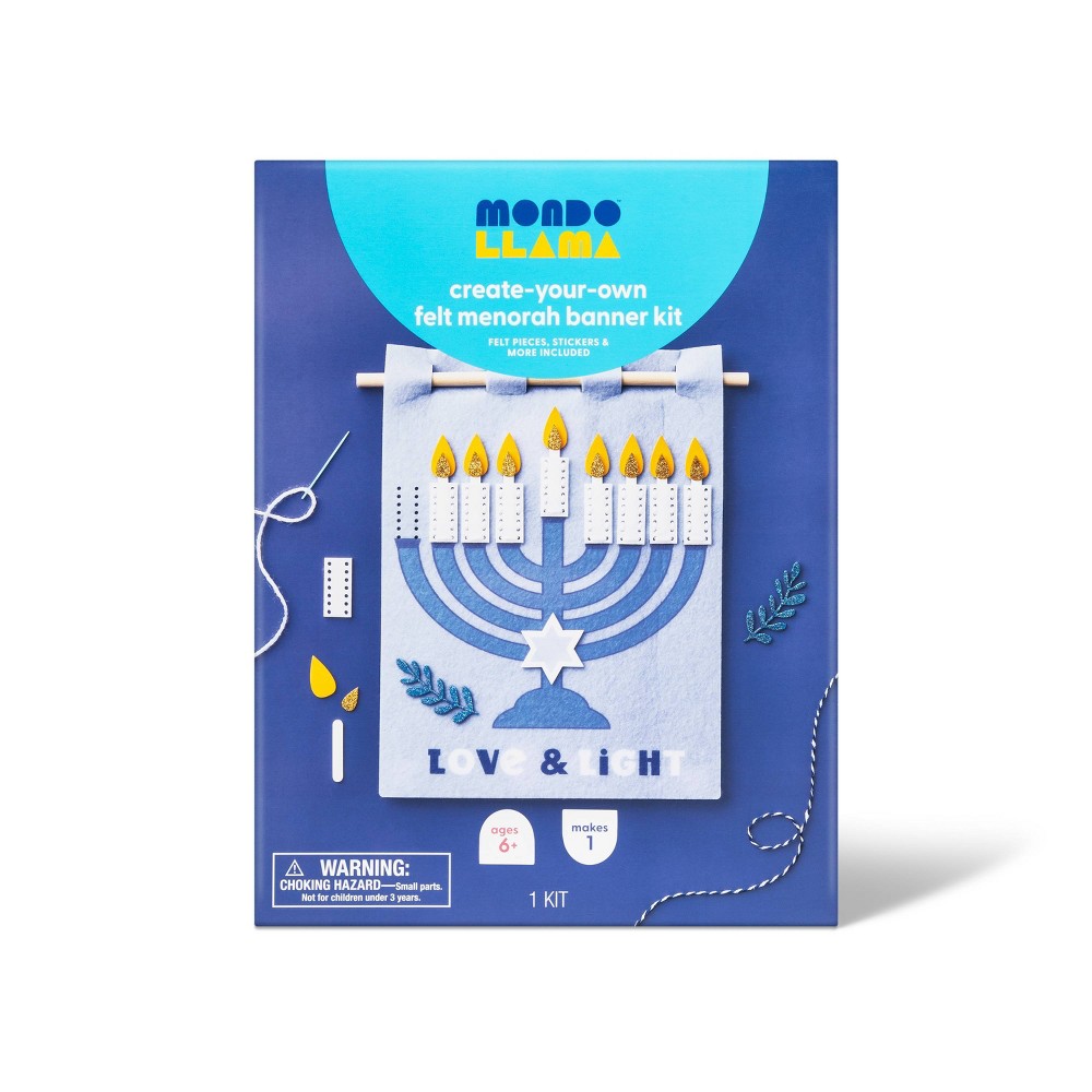 Hanukkah Create-Your-Own Felt Menorah Banner Kit - Mondo Llama