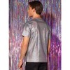 Lars Amadeus Men's Round Neck Short Sleeves Nightclub Party Metallic T-Shirt - 3 of 4