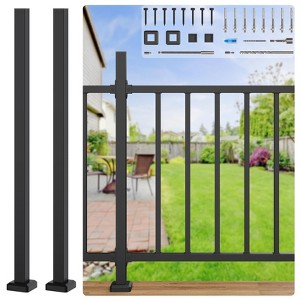 Galvanized Steel Corner Metal Fence Post with Flange and Post Cap (2 pack) - 1 of 4