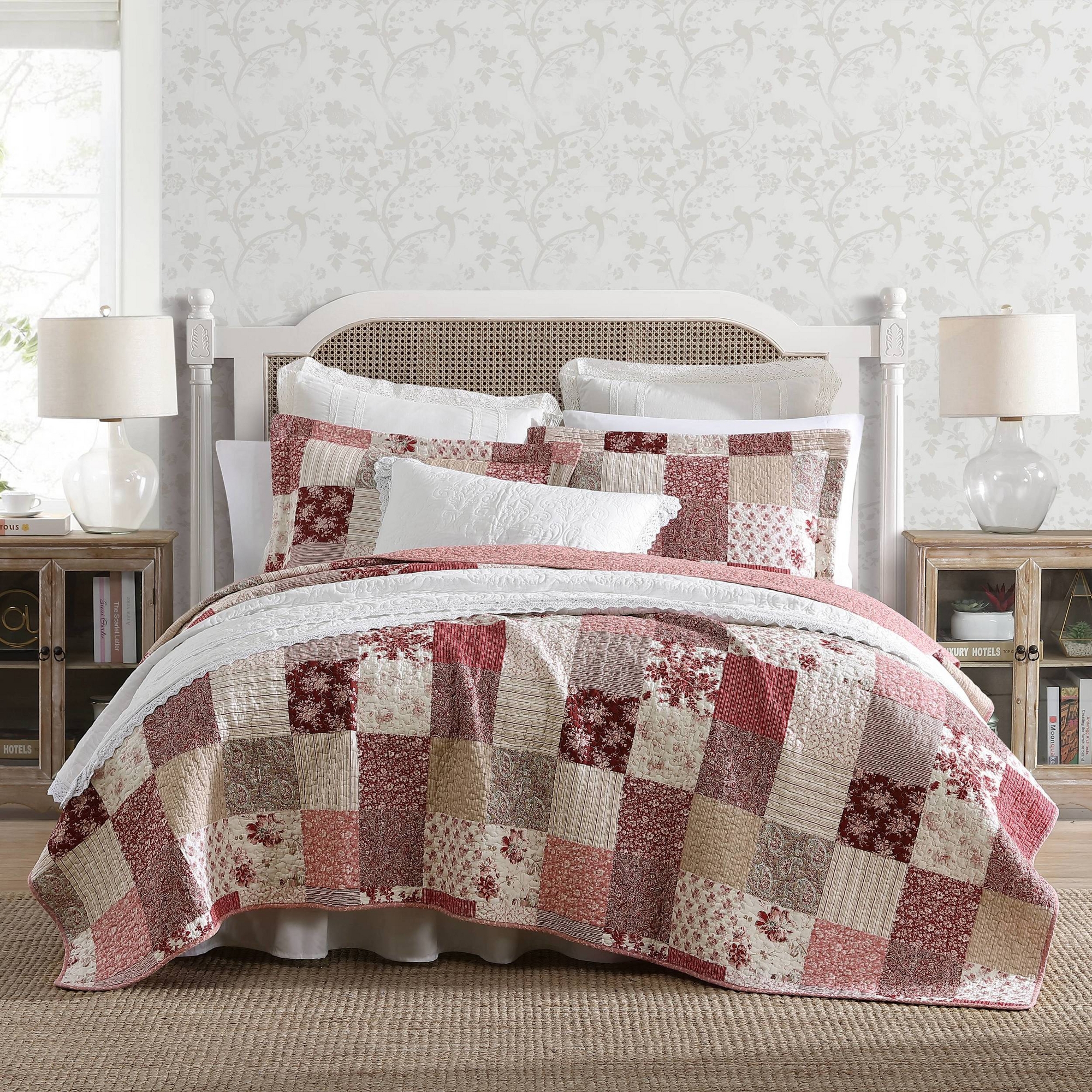Queen Cotton Quilt Bedding Set Red