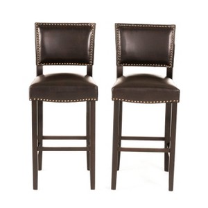 Christopher Knight Home Mayfield Contemporary Upholstered 30.5 Inch Barstools with Nailhead Trim (Set of 2) - 1 of 4