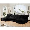 Upholstered Sectional Sofa, 4 Seater Armless Sectional Sofa with Reversible Ottoman, Sectional Sofas with Corduroy Fabric-Cuddlewood - 2 of 4
