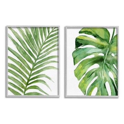 Stupell Industries Tropical Green Palms Minimal White Background