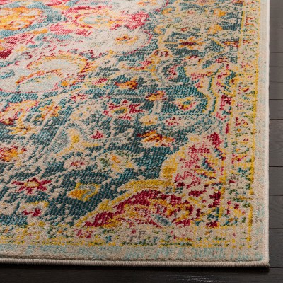 Vintage Bohemian Phoenix Blue and Yellow 3' x 5' Synthetic Area Rug