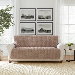 SureFit 68"x75" Alex Quilted Fur Furniture Protector Tan: Pet-Friendly Couch Cover, Machine Washable - 1 of 4