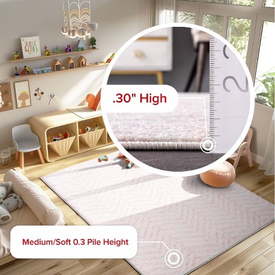 Pink Geometric 5' x 7' Synthetic Easy Care Area Rug