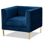 Seraphin Velvet Upholstered Chair Blue/Gold - Baxton Studio