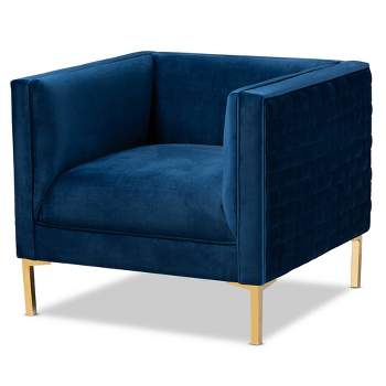Seraphin Velvet Upholstered Chair Blue/Gold - Baxton Studio