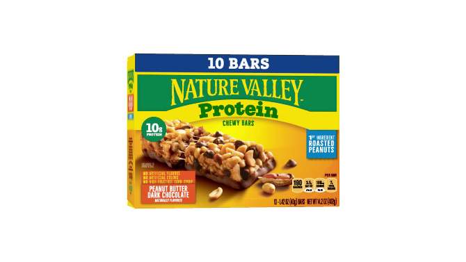 Nature Valley Peanut Butter Dark Chocolate Protein Chewy Bars - 14.2oz - 10ct, 2 of 14, play video