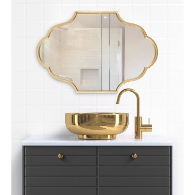 Gold Scalloped Rectangular Wall Mirror with Metal Frame