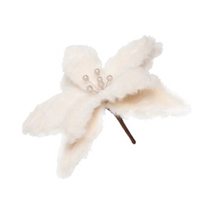 Gallerie II White Furry Poinsettia Decorative Floal Pick - 1 of 2