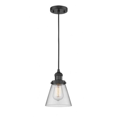 Cone - 1 Light Cord Hung Mini Pendant In Industrial Style-8 Inches Tall and 6 Inches Wide