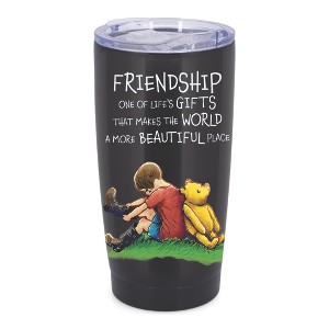 Elanze Designs Friendship Life Pooh Classic Bear Wrap-Around Design 20 Ounce Stainless Steel On-The-Go Coffee Mug, Thermal Travel Tumbler with Leak - 1 of 4
