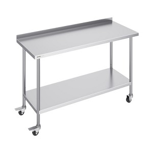 VEVOR 24 x 60 x 40 Inch Stainless Steel Work Table, Commercial Food Prep Worktable with Casters, Heavy Duty Prep Worktable, Metal Work Table - 1 of 4