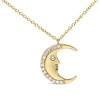 Haus of Brilliance 14K Yellow Gold 1/10 Cttw Diamond Crescent Man on the Moon Pendant Necklace - 2 of 4
