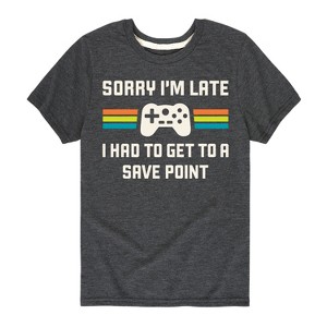 Boys' - Instant Message - Sorry Im Late Save Point Short Sleeve Graphic T-Shirt - 1 of 4