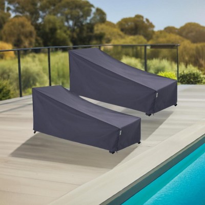 Gray Waterproof Outdoor Patio Chaise Lounge Covers, Set of 2