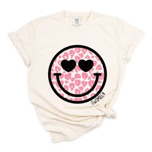 S.W.Smiley Leopard Heart Eyes Smiley - Women's Garment Dyed Graphic T-Shirt - 1 of 4