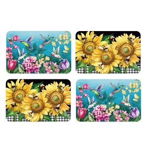 Briarwood Lane Spring Double Sided Placemat (4-pack) 17x11.25 Buzzing Sunflowers For Spring Hummingbird Placemat - 1 of 4