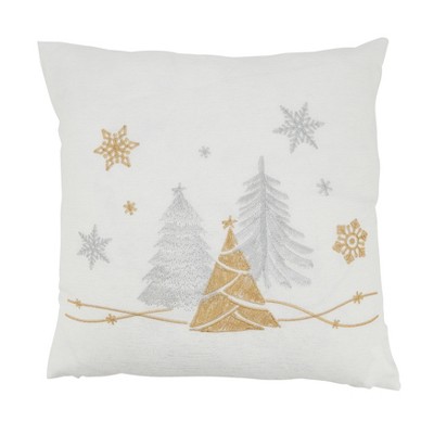 Shop silk Christmas pillow covers with white tree and gold star design –  Amore Beauté