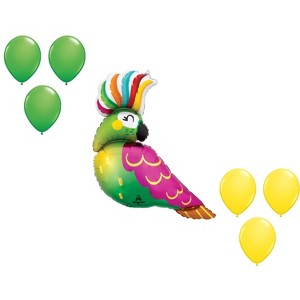 LOONBALLOON 31 Inch Tropical Parrot Balloon Medium Shape Set (6x latex) - 1 of 1