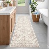 Vintage Floral Area Rug - Non-Slip Low Pile Soft Carpet, Retro Oriental Print Thin Floor Mat for Living Room & Bedroom - 3 of 4