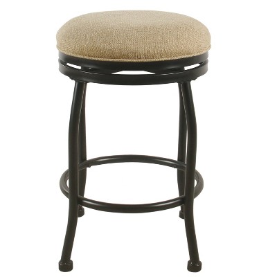 Tan Swivel Backless Wood and Metal Counter Stool, 24-Inch