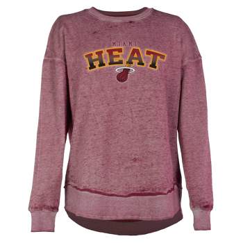 NBA Miami Heat Women's Ombre Arch Print Burnout Crew Neck Fleece Sweatshirt