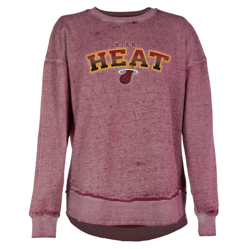 NBA Miami Heat Women&#39;s Ombre Arch Print Burnout Crew Neck Fleece Sweatshirt, 1 of 5