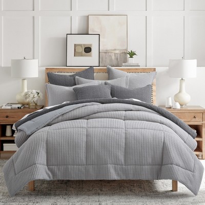 Twin Grey Pewter Cotton Waffle Comforter Set