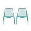 Set of 2 Stackable Modern Outdoor Armless Chairs with Backrest, Metal Patio Accent Seating for Porch, Garden or Balcony – The Pop Home - 3 of 4