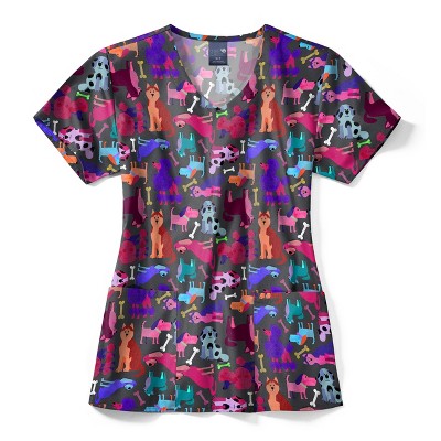 Zoe and Chloe Zoe+Chloe Performance V-Neck Print Scrub Top