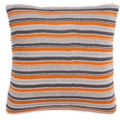 20" Orange Pink Gray Cotton Knit Pillow