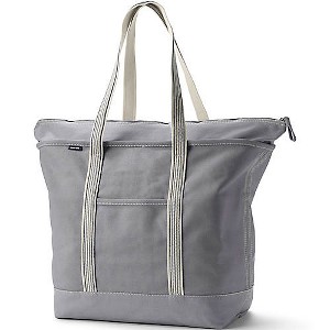 Lands' End Zip Top Long Handle Canvas Tote Bag - 1 of 4