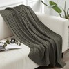 Cotton Cable Knit Twin Blanket, Super Soft Warm Knitted Blanket, 60x80 Inches, Dark Green - NTBAY - 2 of 4
